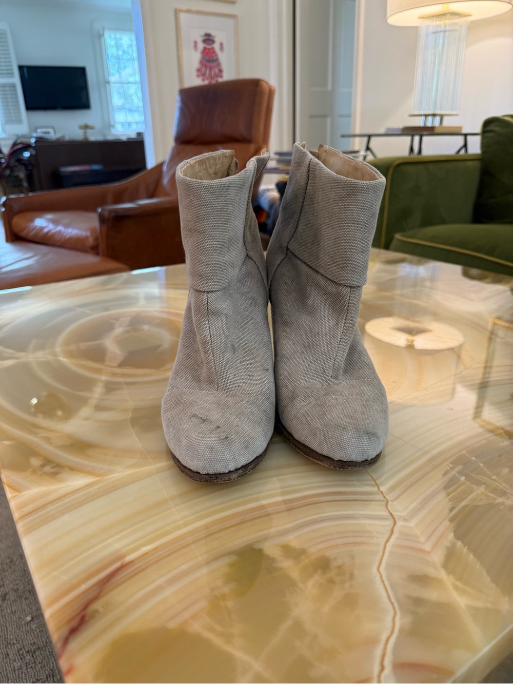 Rag and Bone booties - Women's Neutral Canvas Ankle Boots - Beige - Picture 3 of 7